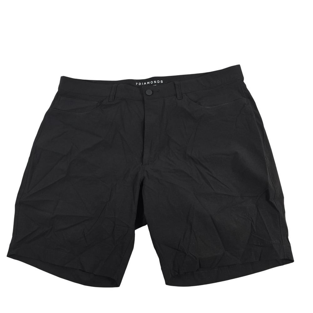 7‎ DIAMONDS Mens Black Optimum 8 Short Performance Stretch Shorts Size 38
